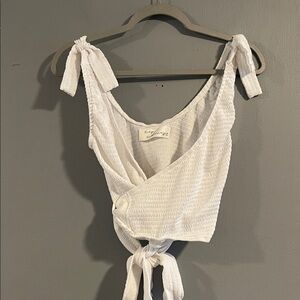 Vintage Havana White Tie-Shoulder Crop Top Size S